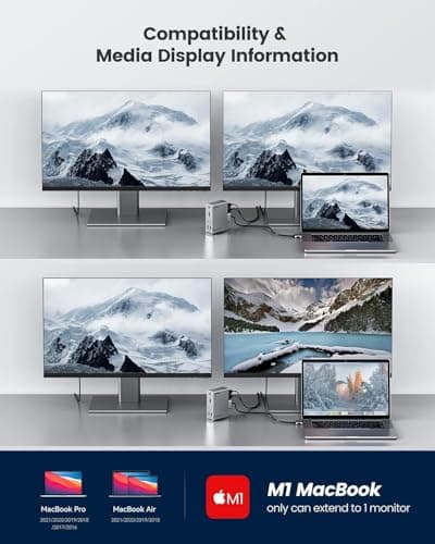 MacBook Pro Docking Station, 14-in-2 Dual USB C Docking Station Dual Monitor for MacBook Pro (Not M1) with Dual 4K HDMI 60Hz, 10Gbps USB A/C,3 USB 3.0,2USB 2.0 RJ45, Audio, SD/TF Slots, 100W PD 6