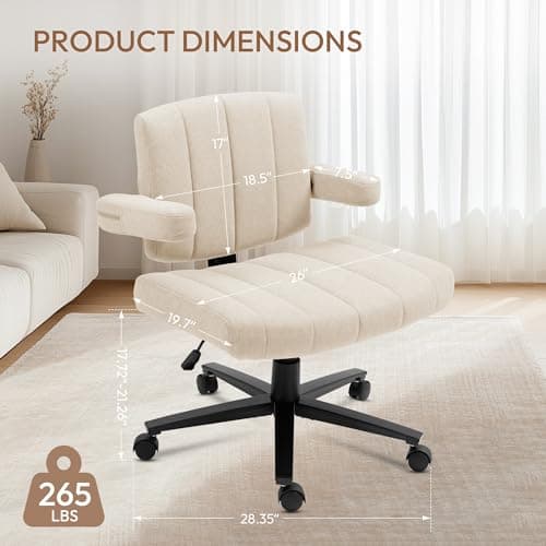 Vigosit Criss Cross Wheeled Chair - Adaptable Comfort for Every Need, High-Backed, with Adjustable Wide Armrests, Anti-Skid Fabric Upholstery, and a Sleek Modern Aesthetic for Home Office Use 7
