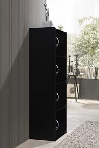 HODEDAH IMPORT 4-Shelf Bookcase Cabinet, Black 4