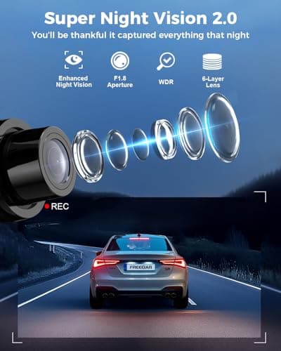 FREEXAR 4K 360° Dash Cam, 4-Channel Dash Camera for Cars, Full Coverage Front Rear Left Right Inside with GPS, 5.8GHz Wi-Fi & App, Night Vision, Voice Control, 24H Parking Mode, 128GB Card Included 5