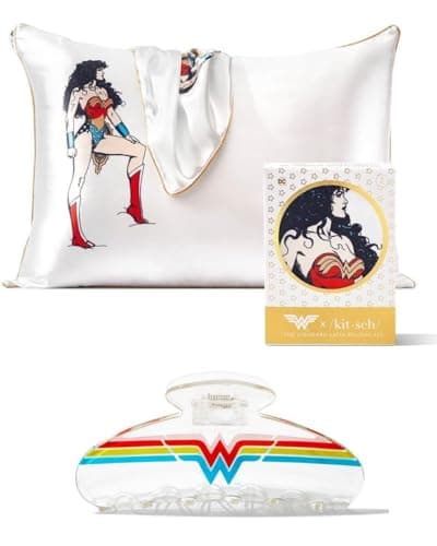 Kitsch Wonder Woman x Satin Pillowcase & Clear Acrylic Large Claw Clip with Discount