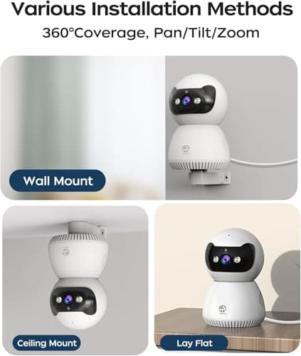 JOOAN 2K 5G Security Camera Indoor 360 PTZ Camera 5G/2.4G Dual WiFi for Baby Pet Home Smart Surveilalnce Motion Detect Alert Fast Playback 2 Way Audio Color Night Auto Tracking SD Card/Cloud Storage 8