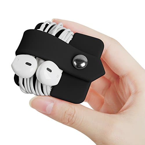 ELFRhino Headphone Case Cord Organizer Earbuds Holder Earphones Case Wrap Winder Headset Keeper Cord Manager Cable Organizer Black 3