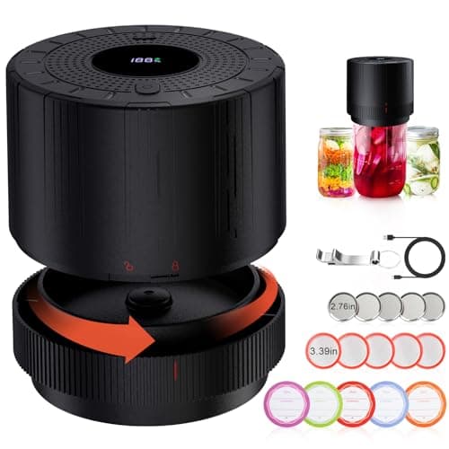 Mason Jar Vacuum Sealer - Electric Mason Jar Sealer Vacuum Sealing Kit, Vacuum Sealer for Mason Canning Jars with Can Opener, Regular and Wide Mouth Mason Jar Lids (Black)