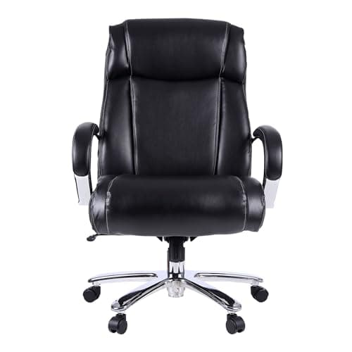 Alera ALE Maxxis Series Big and Tall Leather Chair, Black/Chrome 7