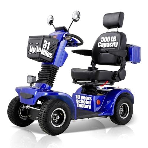 CreekT Heavy Duty 4 Wheel Mobility Scooters for Adults 400lbs Capacity Electric Scooter All Terrain Mobility Scooter Handicap Scooters 4 Wheel for Adults Powered Mobility Scooters for Seniors (Blue)