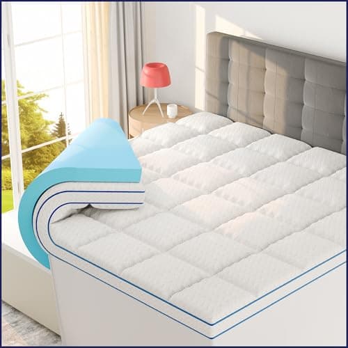 Sleep Lab 4 Inch Memory Foam Mattress Topper - King Size - Cooling Gel & Pillow Top