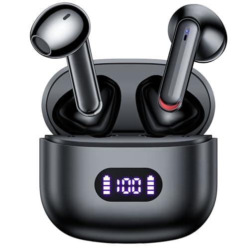 CAPOXO Wireless Earbuds Bluetooth Headphones 60Hrs Playback Earphones IPX7 Sweatproof Sport Earbuds with Wireless Charging Case and Microphone Headsets for TV Phone Laptop Smart Watch Black