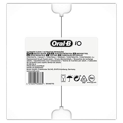 Oral-B iO Ultimate Clean Electric Toothbrush Head, Twisted & Angled Bristles for Deeper Plaque Removal, Pack of 4, Suitable for Mailbox, Black 9