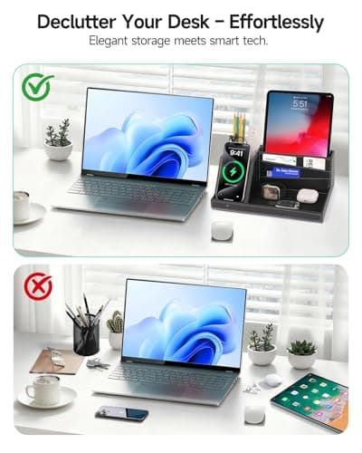 Fast Wireless Charging Station with Desk Organizer for iPhone 17/16/15/15 Pro/14/14 Pro Max/14 Pro/14 Plus/13/13 Pro Max/13 Pro/and iPhone 12/11 Series, Nightstand Desktop Organizer for Home Office 5