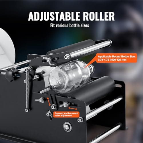 VEVOR Manual Round Labeling Machine, 15-20pcs/min, Applicator for Round Bottles, Adjustable for 0.78-4.72 inch Diameter (with Pressing Bar) 5