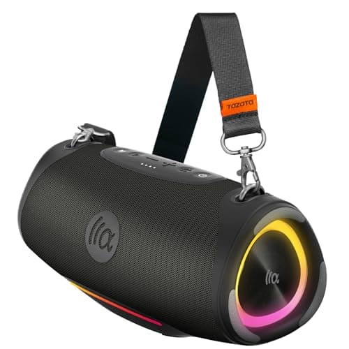 TAZATA Portable Bluetooth Speaker,IPX7 Waterproof 80W Loud Stereo Sound Wireless Outdoor Speaker for Pool,Shower,Camping Bike Use,8H Playtime