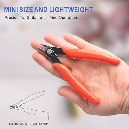 NICE-POWER 5 Inch Wire Cutter, Zip Tie Cutters Micro Flush Cutter Precision Wire Clippers Hobby Snips Small Side Cutting Pliers for cutting small wires, models, jewelry making,Floral Art,3d Print(Red) 5