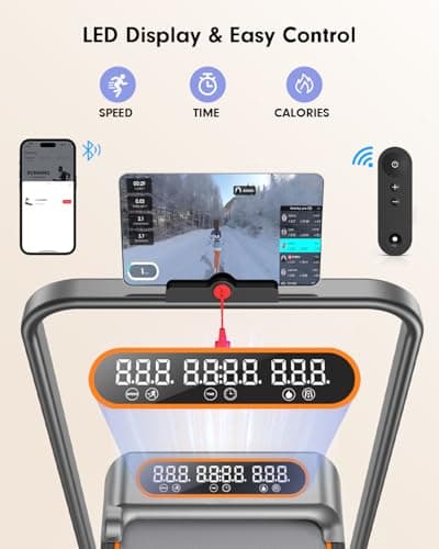 Foldable Treadmill with 10% Incline, Upgrade 3.5HP Low Noise Walking Pad Treadmill with Handle Bar, Trisomy 4 in 1 Portable Under Desk Treadmills for Home/Office, 350Lbs Capacity, APP & Remote Control 8