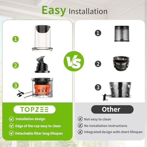 Cold Press Juicer, Large Feed Chute Juicers Machines for Whole Vegetables and Fruits Easy to Clean Self Feeding Effortless for Batch Juicing High Juice Yield, BPA Free, Grey 4