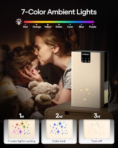 Dehumidifier, 95 OZ Water Tank Dehumidifiers for Home, 1000 sq. ft. Dehumidifier for Basement Bathroom Bedroom with Auto Shut Off, 7 Colors LED Light, Quiet Dehumidifiers with Sleep Mode, Beige 7