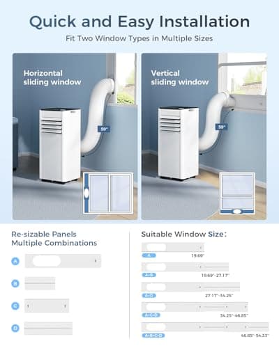 Feelfunn 8000 BTU Portable Air Conditioner - Cools 350 Sq.Ft Quickly, 3-in-1 AC Unit with Remote, 24H Timer, Quiet Operation & Window Kit for Bedrooms Apartments Offices Dorms 7