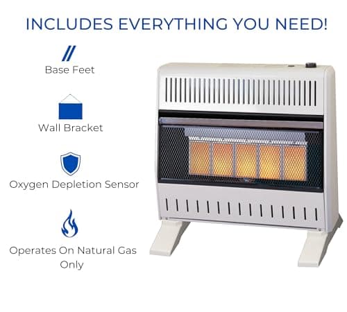 ProCom Heating Natural Gas Ventless Infrared Plaque Heater With Base Feet - 30,000 BTU, T-Stat Control - Model# MN300TPA-B 5