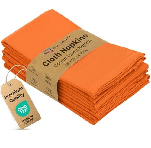Ruvanti Cloth Napkins Set of 4, 18x18 Inches Napkins Cloth Washable, Soft, Durable, Absorbent, Cotton Blend. Table Dinner Napkins Cloth for Hotel, Lunch, Restaurant, Wedding Parties - Fall