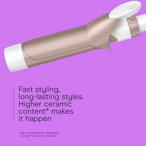 Conair Double Ceramic 1 ½-Inch Curling Iron, 1 ½-Inch Barrel Creates Soft Waves & Curls, Hair Curler for Use on Medium & Long Hair, White/Rose Gold 5