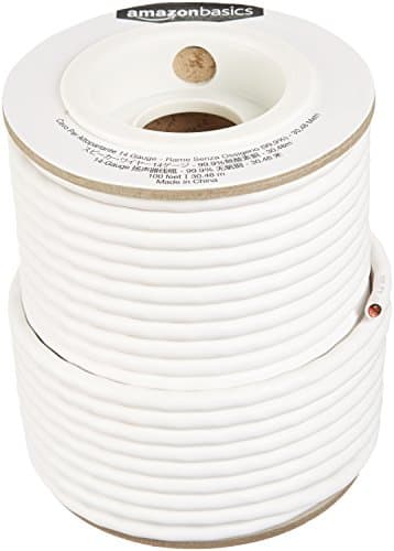 Amazon Basics 14-Gauge Audio Speaker Wire Cable for Audio Applications, 99.9% Oxygen-Free Copper, Color Coded, Insulated Jacket, 100-Foot, White