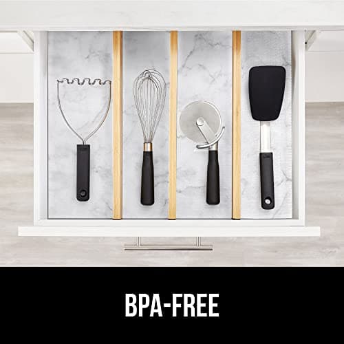 GORILLA GRIP DripGuard Shelf Liner, Non-Adhesive Drawer and Kitchen Cabinet Protector, Strong Grip Slip Resistant Underside, Smooth Surface Liners for Cabinets, Bathrooms, Closets, 12x240 Inch, Marble 6