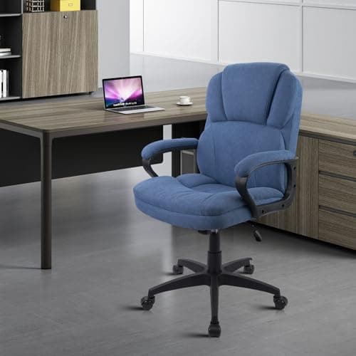 CLATINA Blue Cloth Office Chair Fabric Covered Desk Chair, Adjustable Height Swivel Chairs Ergonomic Executive Chair with Arms and Wheels Comfortable Upholstered 350 LBS 9