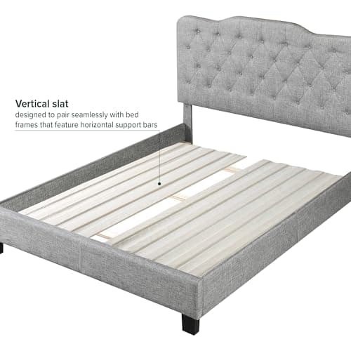 Zinus Compack Vertical Wood Slats, Fabric Covered Bunkie Board, Box Spring Replacement, No Assembly Required, Natural, Queen 5