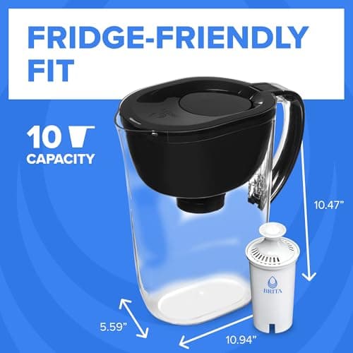Brita Large Water Filter Pitcher for Tap and Drinking Water with SmartLight Change Indicator, Includes 1 Standard Filter, BPA-Free, Lasts 2 Months, 10-Cup Capacity, Stretch Limo Black 7