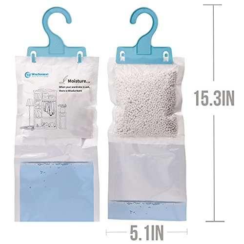 Wisesorb Moisture Absorber Packets with Plastic Case & Hook, Odor Eliminator, Leak Proof, Fragrance Free, Humidity Packs, Hanging Closet Dehumidifier Bags, Moisture Absorber (4 Packs) 9