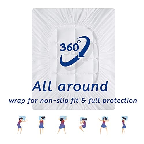 King Size Mattress Topper for Back Pain, Cooling Extra Thick Mattress Pad Cover with 8-21 inch Deep Pocket, Plush Pillow Top Mattress Topper Overfilled with Down Alternative, King Size, White 6