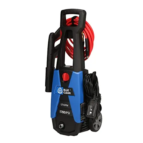 AR Blue Clean, BC142HS Electric Pressure Washer, 1700 PSI, 1.7 GPM, 11 AMP, 15 Degree Nozzle, Easy Squeeze Spray Gun, Foam Cannon, Extension Lance, 25' Hose, Compact Ergonomic Handle Design, 18 Lbs 8