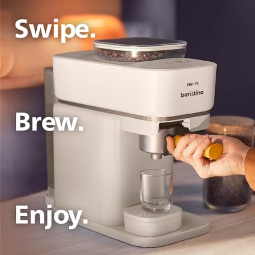 Philips Baristina Espresso Machine - Real espresso, made simple. Compact coffee machine, natural white with white portafilter, 16 bar pump pressure, automatic grinder, Cafe Crema (BAR300/00) 9