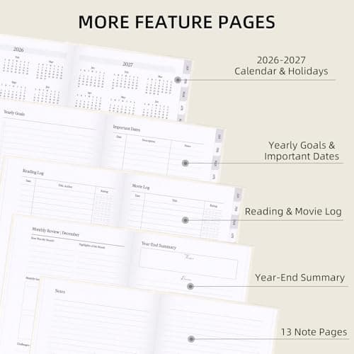 2026 Planner - Weekly and Monthly Planner, January 2026 - December 2026, Linen Hardcover, 2026 Calendar Planner Book with Tabs, Aesthetic, Perfect for Office Home School Supplies (Beige, A5) 6