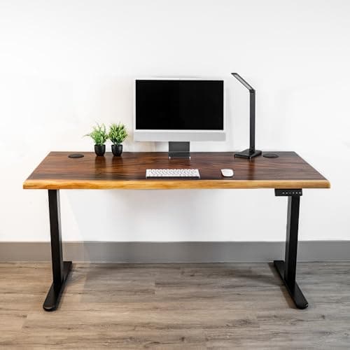 Standing Desk – Walnut Solid Wood Desk, Natural Live Edge, Adjustable Height Dual Motor, Sit Stand for Home Office (Black, W60 x D27) 9