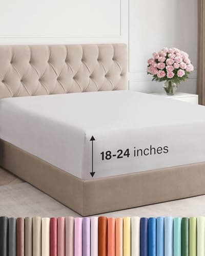 Extra Deep Queen Fitted Sheet - Hotel Luxury Single Fitted Sheet Only - Easily Fits 18 inch to 24 inch Mattress - Ultra Soft, Wrinkle Free with Extra Deep Pockets - Breathable & Comfy - French Grey