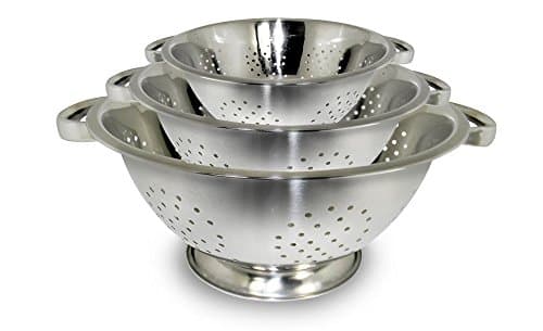 ExcelSteel Colander Set Stainless Steel | Nesting Design | Mirror Polished | Oversized Handles | 1-4 Quart, Set of 3