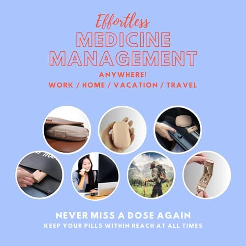 Moisture Proof Pocket Pharmacy with Labels, Pill Pockets to Hold Pills, Vitamins, Travel Medicine Organizer, Pill Cutter Pill Splitter for Small Pills Stainless Steel Blade (Beige) 5