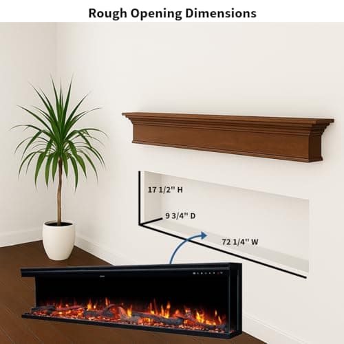 Touchstone Sideline Infinity Pro 3-Sided Smart 72" WiFi-Enabled Electric Fireplace - 80051 - Built-in - 6 Realistic Flame Colors- 13-Color Down Lighting- Crackle Sound- 1,500W Heater 14