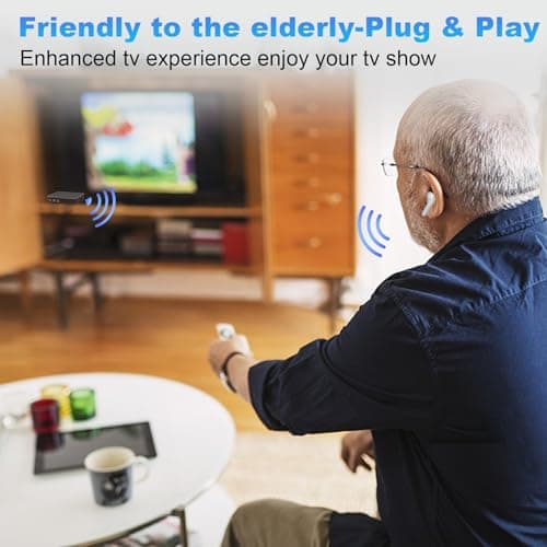 TV Headphones Wireless for Seniors - Hearing Aid Wireless Earbuds for TV Listening Watching,Plug and Play No Delay,Headphones Compatible with All TVs 5