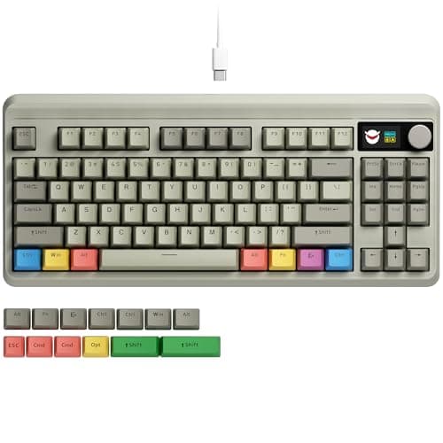 OHY XVX Wired 75% Retro Gaming Keyboard with 2 HUB Ports, M87 Pro Mechanical Keyboard with Customizable Switches, Compact Gamer RGB - Grey