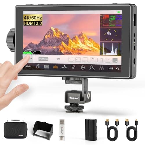 Desview Camera Monitor 5.5 Inch 4K HDMI HDR Field Monitor with IPS Touchscreen & 3D LUT, Includes NP-F550 Battery, External DSLR Monitor for Filming and Studio Shooting
