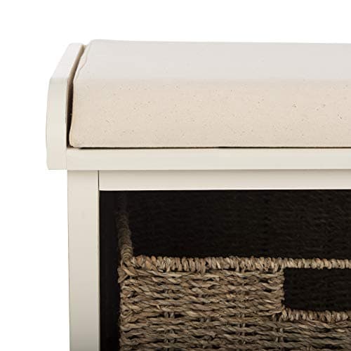 Safavieh American Homes Collection Lonan Grey and White Wicker Storage Bench 6