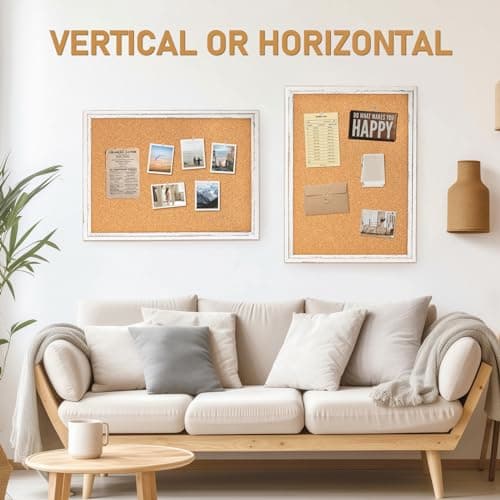 DOLLAR BOSS White Cork Board for Wall - 24 X 18 Inches, Rustic Wooden Frame Bulletin Board, Decorative Hanging Pin Board for Office & Home Decor 5