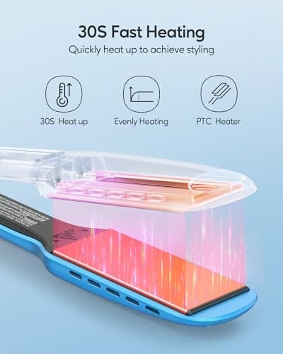 Wavytalk Hair Straightener, 1.7 Inch Wide Vent Sesh Titanium Wet to Dry Flat Iron, Straightener for Damp or Dry Hair (Blue) 5