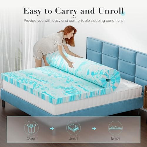 Sweetcrispy Mattress Topper King, 3 Inch Thick Memory Foam Gel Infused Cooling Toppers Pad for King Size Bed, Sleeper Sofa, RV, Camper, CertiPUR US Certified, Ventilated and Breathable 6