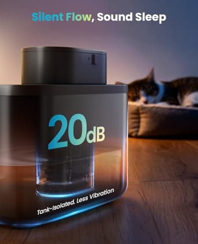 oneisall Wireless Cat Water Fountain: 74oz/2.2L Cordless Pet Water Fountains, 4000mAh Battery Operated Ultra-Quiet Integrated SilentFlow™ Pump for Cats Indoor, Automatic Cat Water Dispenser, BPA-Free 5