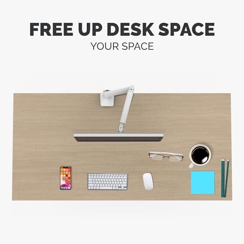 Fellowes Platinum Series Single Monitor Arm for 40-Inch Monitors, Full Motion, 360° Rotation, VESA Mount with Grommet or Clamp, USB Ports, Ergonomic, White, 8056201 7