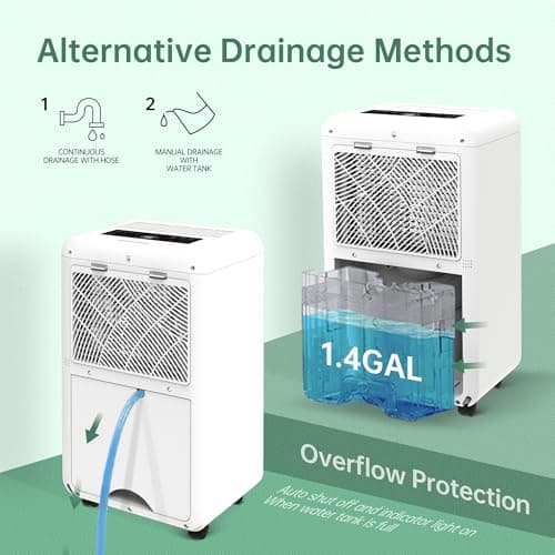 HUMSURE 4500 Sq. Ft 80 Pints Dehumidifier for Basement and Home, Bathroom, Bedroom, Equipped With Drainage Hose, Automatic Defrosting, 24-Hour Timer Function 7