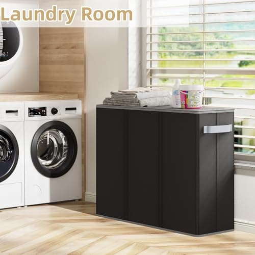 Optish 180L Laundry Hamper 3 Section, Large Laundry Hamper with Lid, Dirty Clothes Hampers with Handles, Laundry Basket Organizer for Laundry, Bedroom, Bathroom, Laundry Sorter Baskets, Black 5